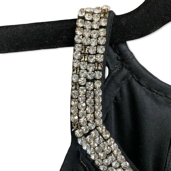 Mac Duggal Black Maxi Dress Beaded Sleeveless High Neck Column Gown 93742 Sz 4 - Picture 10 of 16